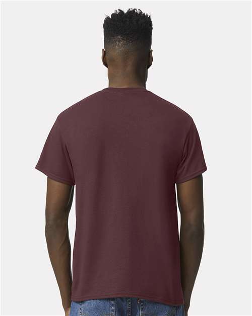 Gildan 8000 Dark Maroon — on model back