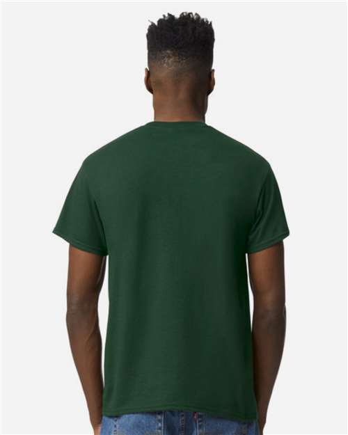 Gildan 8000 Dark Green — on model back