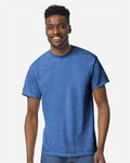Gildan 8000 Heather Deep Royal — on model front