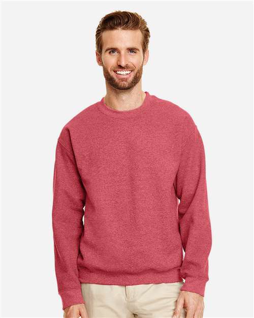 Gildan 18000 Heather Scarlet Red — on model front