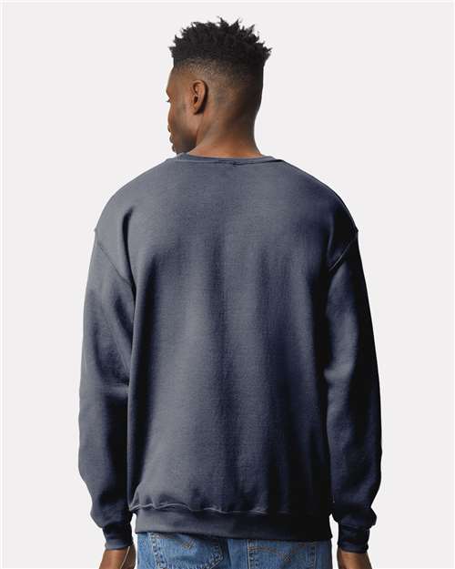 Gildan 18000 Heather Dark Navy — on model back