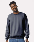 Gildan 18000 Heather Dark Navy — on model front