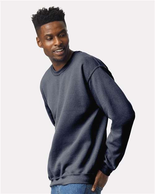 Gildan 18000 Heather Dark Navy — on model side