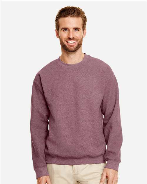 Gildan 18000 Heather Dark Maroon — on model front