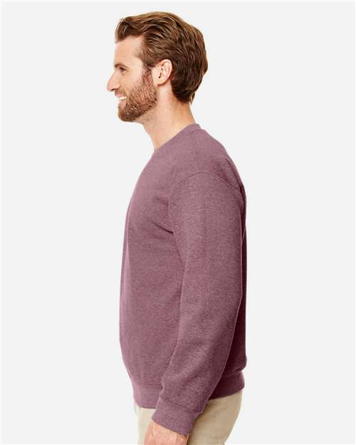 Gildan 18000 Heather Dark Maroon — on model side