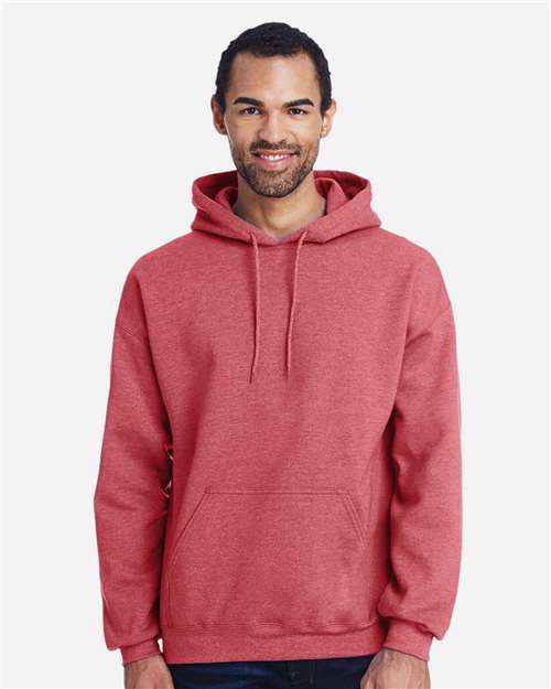 Gildan 18500 Heather Scarlet Red — on model front