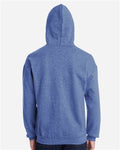 Gildan 18500 Heather Deep Royal — on model back