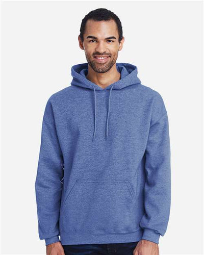 Gildan 18500 Heather Deep Royal — on model front