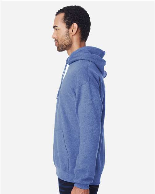 Gildan 18500 Heather Deep Royal — on model side