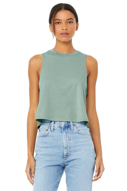 Women's Racerback Cropped Tank - Heather Dusty Blue