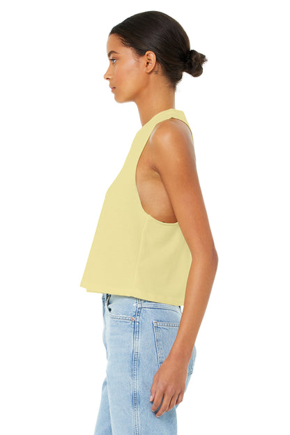 Women's Racerback Cropped Tank - Heather French Vanilla