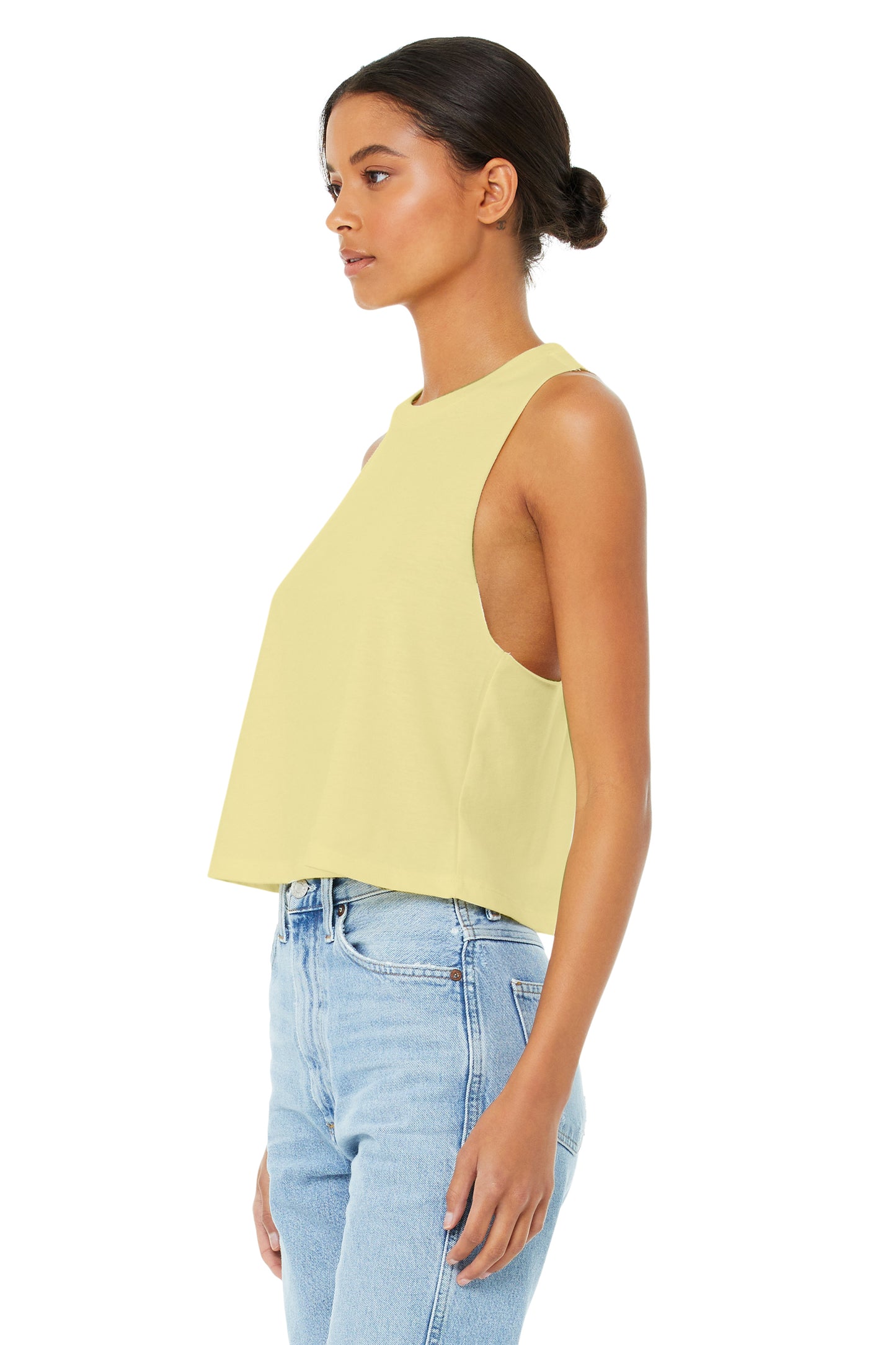 Women's Racerback Cropped Tank - Heather French Vanilla