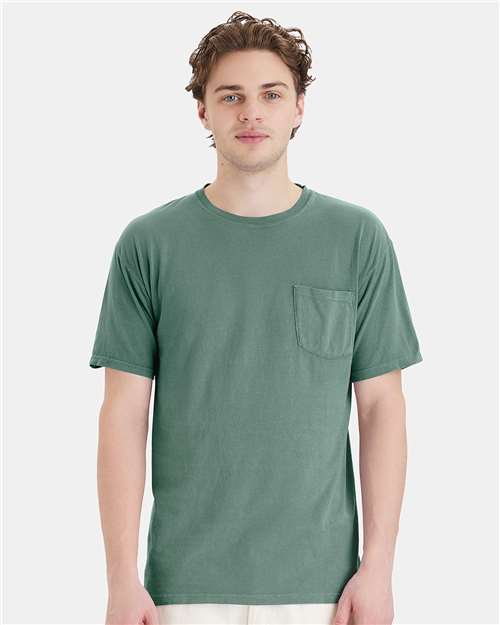 ComfortWash by Hanes GDH150 Cypress Green — on model front