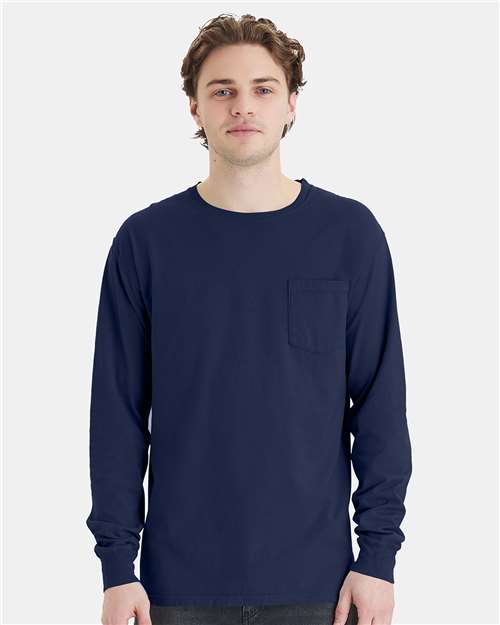 ComfortWash by Hanes GDH250 Navy — on model front