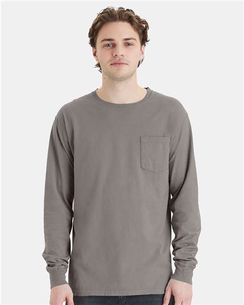 ComfortWash by Hanes GDH250 Concrete Grey — on model front