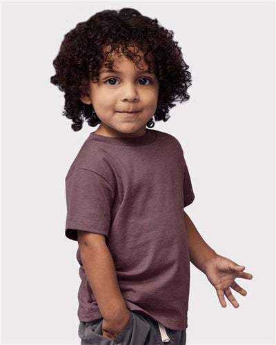 BELLA + CANVAS 3001T Heather Maroon — on model side