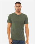 BELLA + CANVAS 3413 Military Green Triblend — on model front
