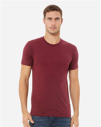 BELLA + CANVAS 3413 Solid Maroon Triblend — on model front