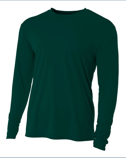 Youth Long Sleeve Cooling Performance Crew Shirt - Forest Green