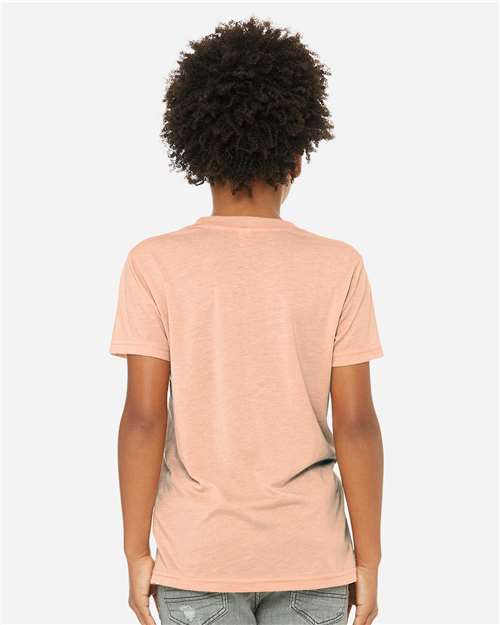 BELLA + CANVAS 3413Y Peach Triblend — on model back