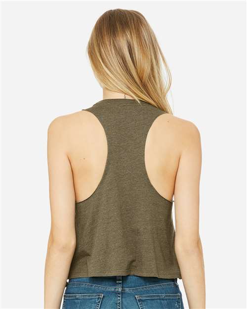 BELLA + CANVAS 6682 Heather Olive — on model back