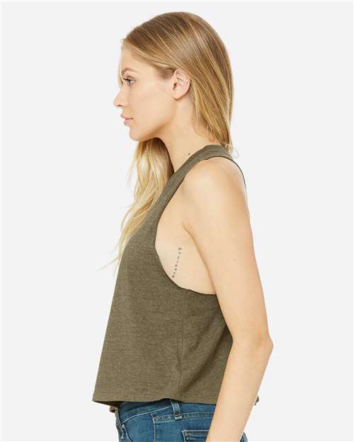 BELLA + CANVAS 6682 Heather Olive — on model side