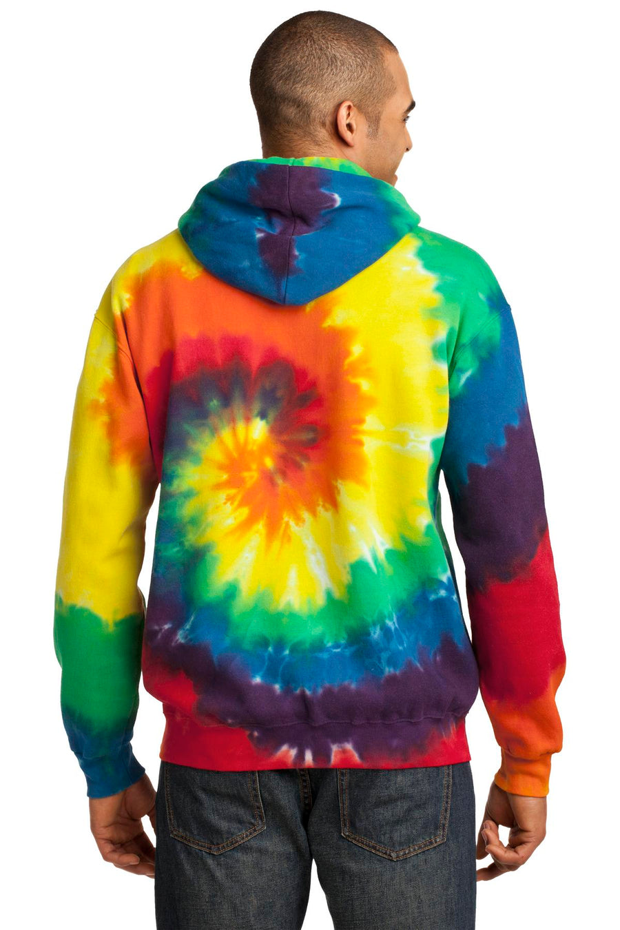 Unisex Tie-Dye Pullover Hoodie - Rainbow