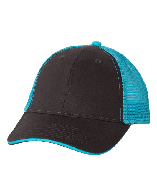Sandwich Trucker Cap - Charcoal / Neon Blue