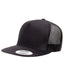 Yupoong 6006 - Unisex 5-Panel Flat Bill Trucker Cap - Black