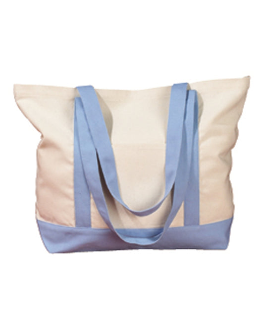 Canvas Boat Tote - Natural / Light Blue