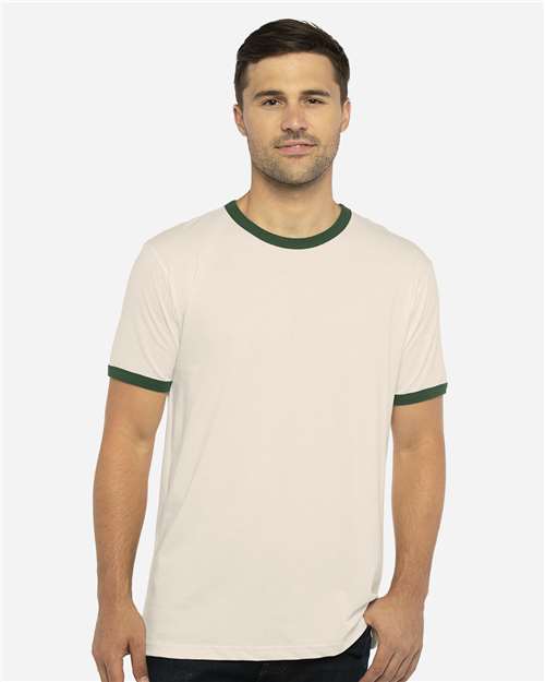 Next Level 3604 Natural/ Forest Green — on model front