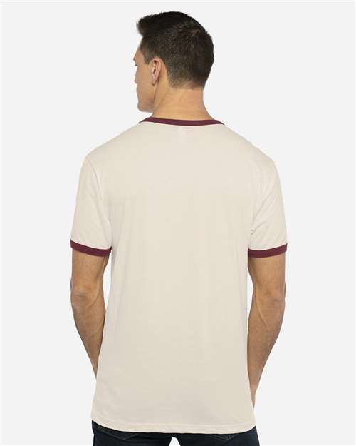 Next Level 3604 Natural/ Maroon — on model back