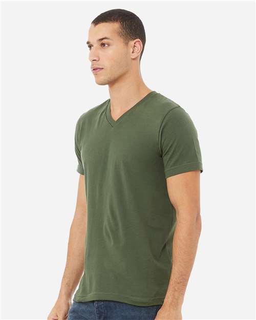 BELLA + CANVAS 3005 Military Green — on model side
