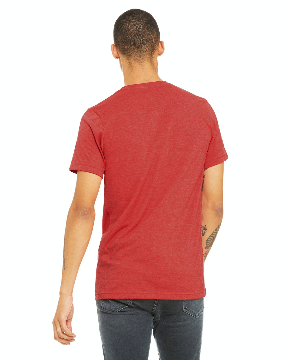 Unisex Jersey Short-Sleeve V-Neck T-Shirt - Heather Red