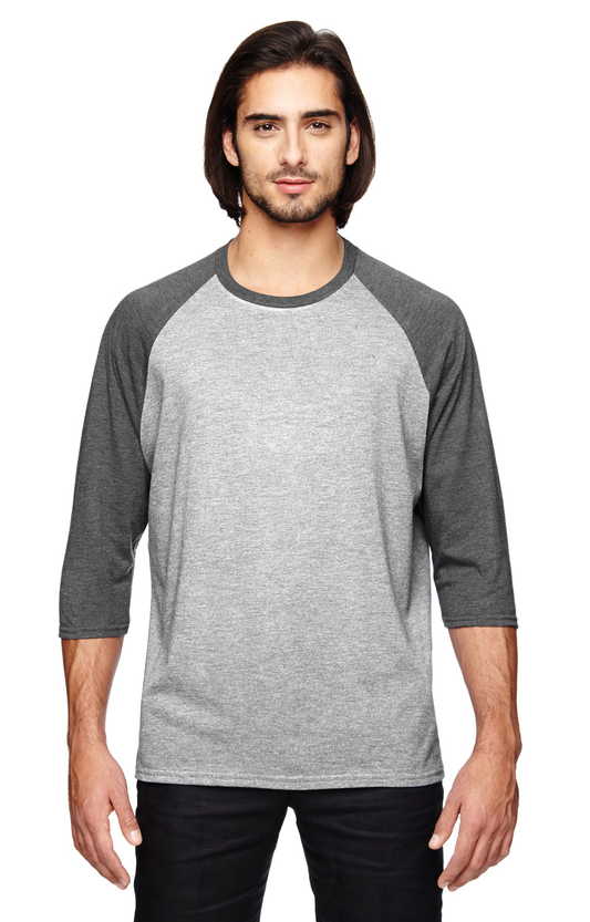 Unisex Triblend 3/4-Sleeve Raglan T-Shirt - Heather Gray / Heather Dark Gray