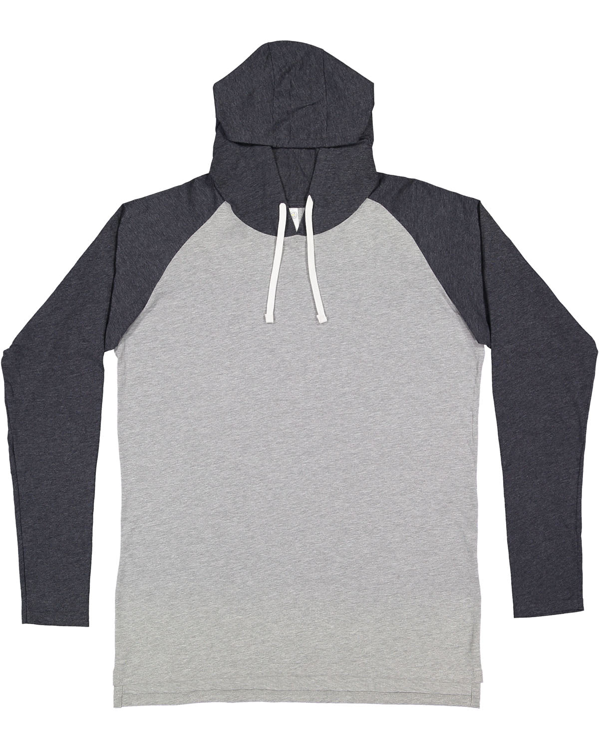 Men's Hooded Raglan Long Sleeve Fine Jersey T-Shirt - Vintage Heather / Vintage Navy / W