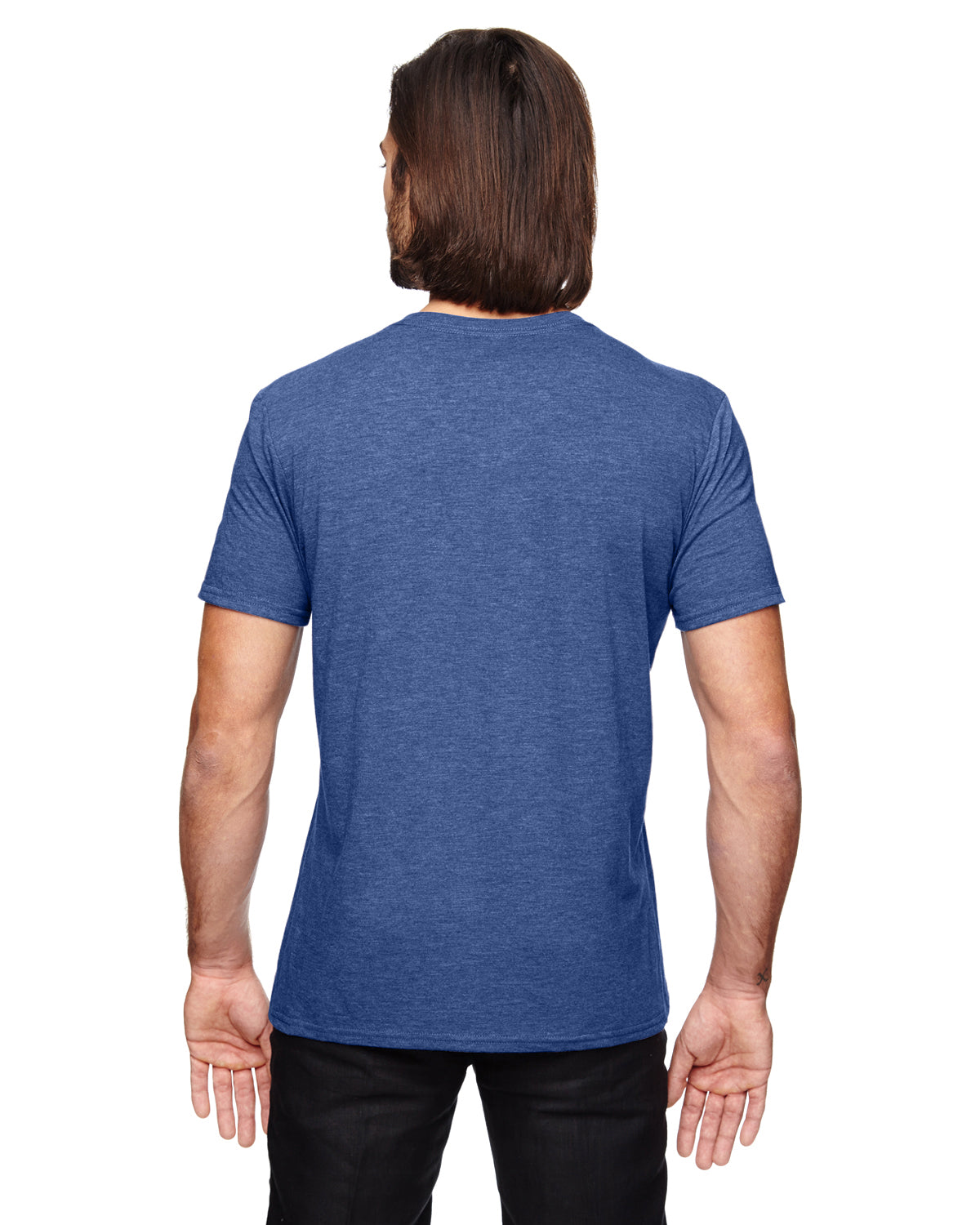 Unisex Triblend V-Neck T-Shirt - Heather Blue