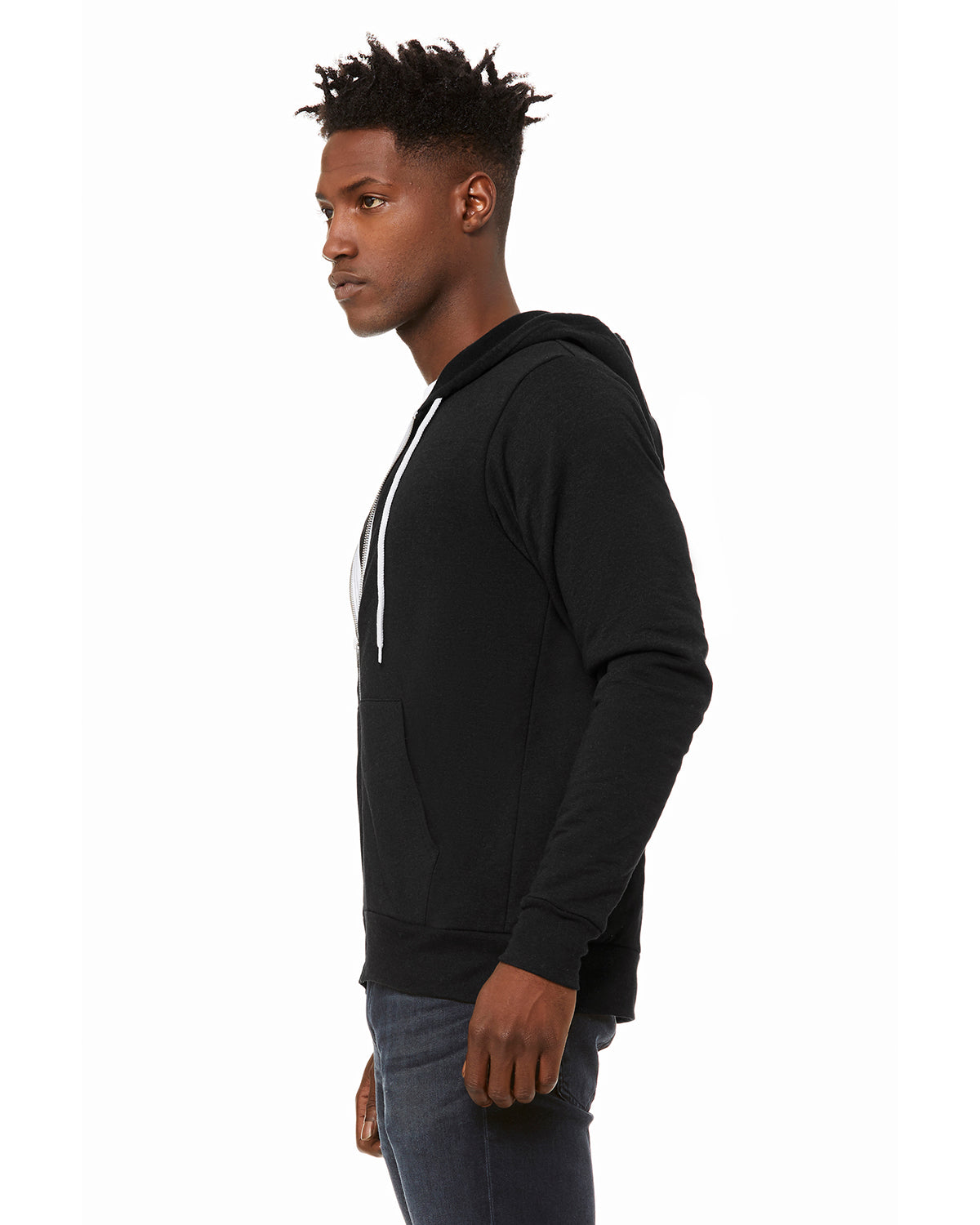 Unisex Poly-Cotton Sponge Fleece Full-Zip Hoodie - Heather Black