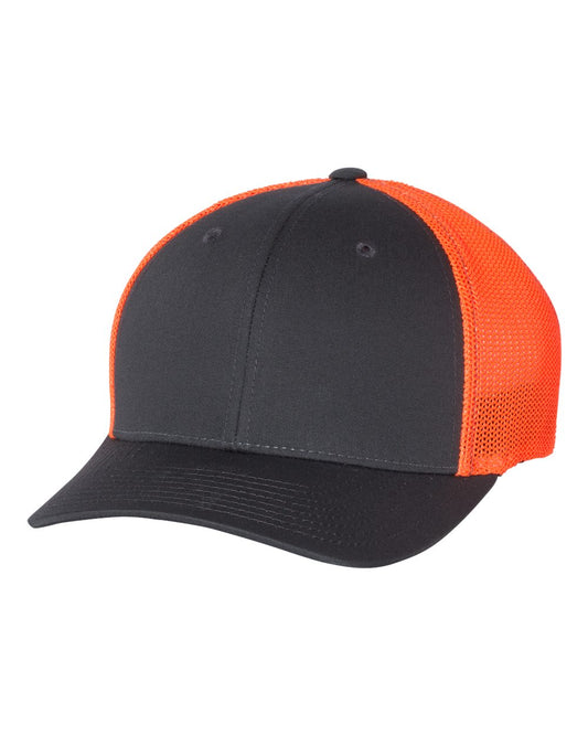 Fitted Trucker with R-Flex - Charcoal / Neon Orange