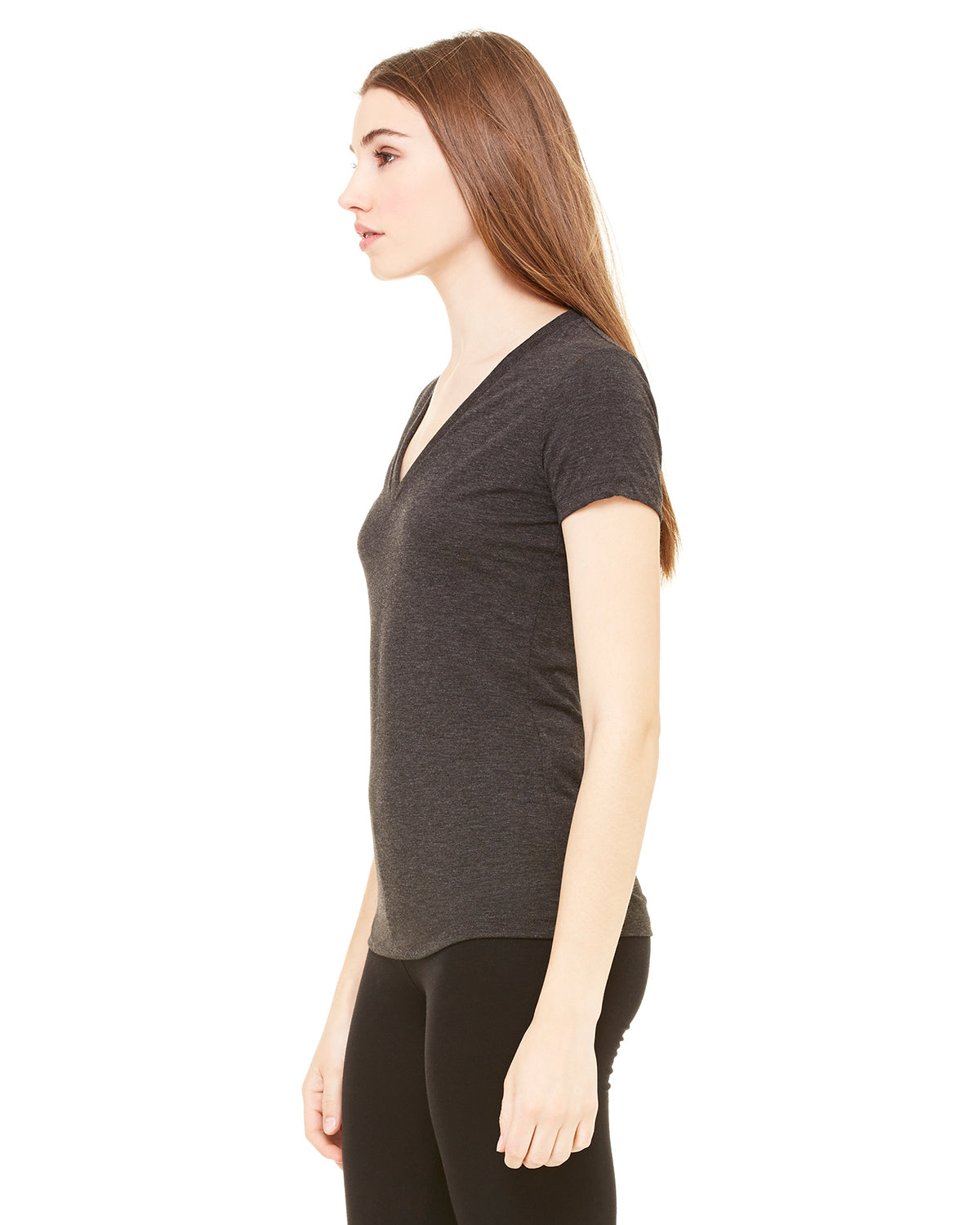 Women's Triblend Short-Sleeve Deep V-Neck T-Shirt - Charcoal Triblend