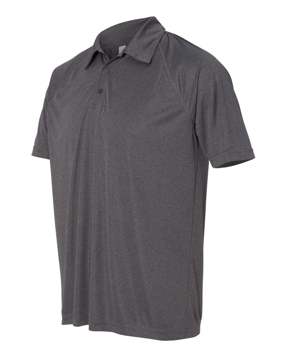 Unisex Performance Three-Button Raglan Polo - Dark Gray Heather