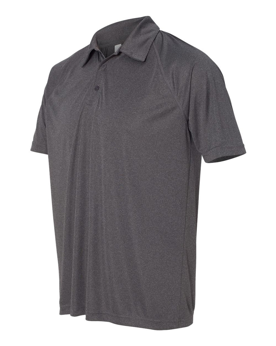 Unisex Performance Three-Button Raglan Polo - Dark Gray Heather