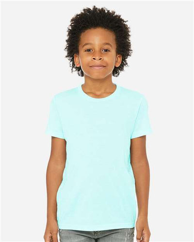 BELLA + CANVAS 3413Y Ice Blue Triblend — on model front