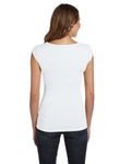 Women's Sheer Mini Rib Cap-Sleeve Deep V-Neck T-Shirt - White