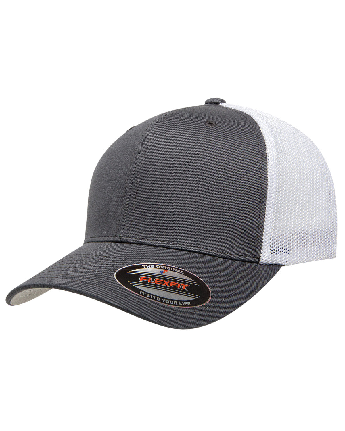 Unisex 6-Panel Trucker Cap - Charcoal / White