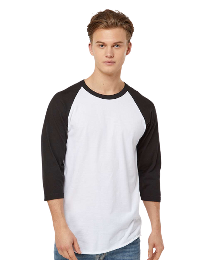 Unisex Fine Jersey Raglan Tee - White/ Black