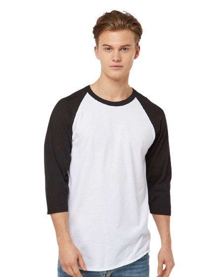 Unisex Fine Jersey Raglan Tee - White/ Black