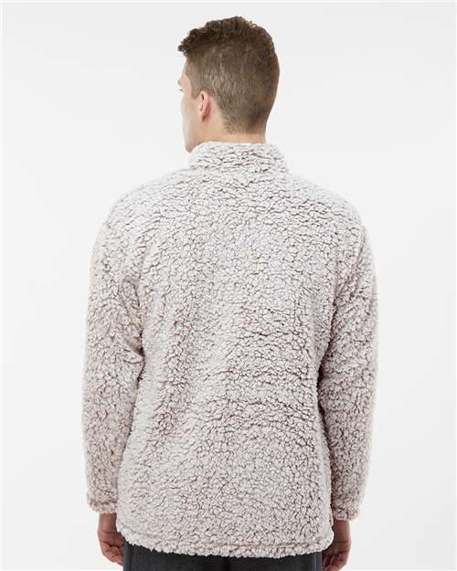J. America 8454 Oatmeal Heather — on model back