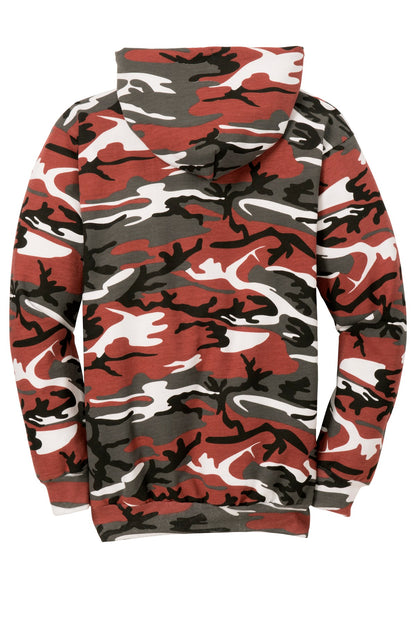 Unisex Core Fleece Camo Pullover Hoodie - Red Camo