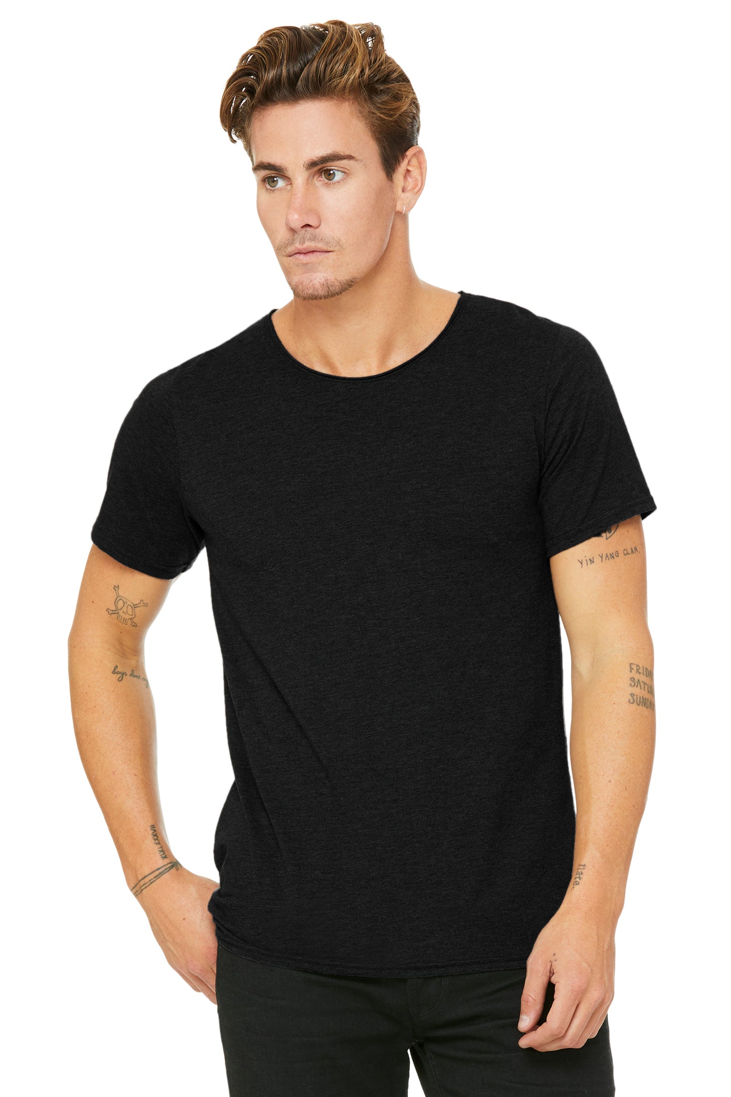 Men's Jersey Raw Neck T-Shirt - Heather Dark Gray